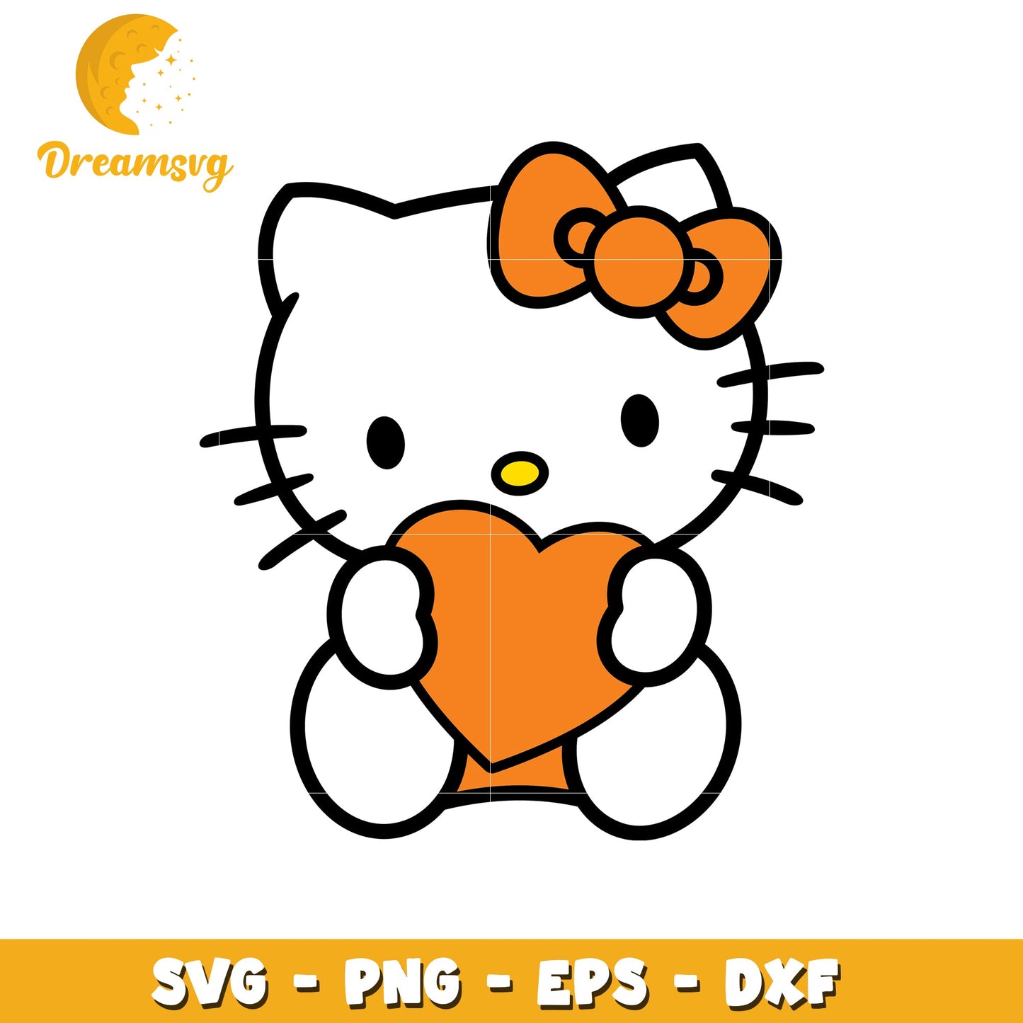 Cute Hello Kitty Holding Heart SVG Design File