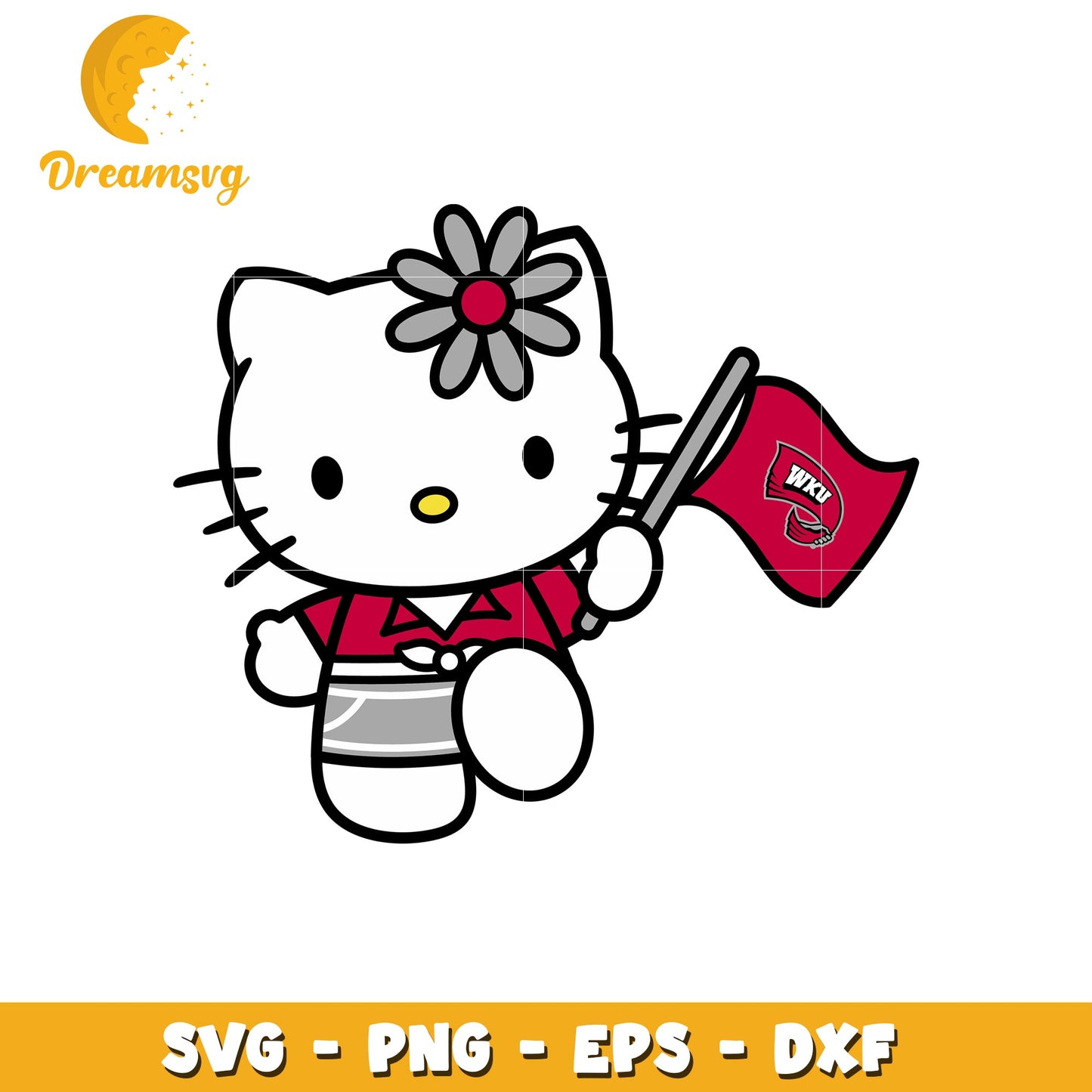 Cute Hello Kitty SVG Design with Flag Graphic