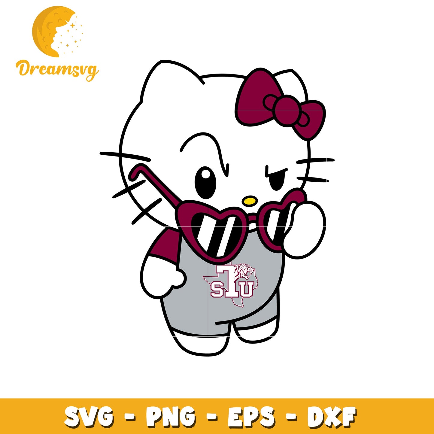 Cute Hello Kitty SVG Design with Sunglasses Style