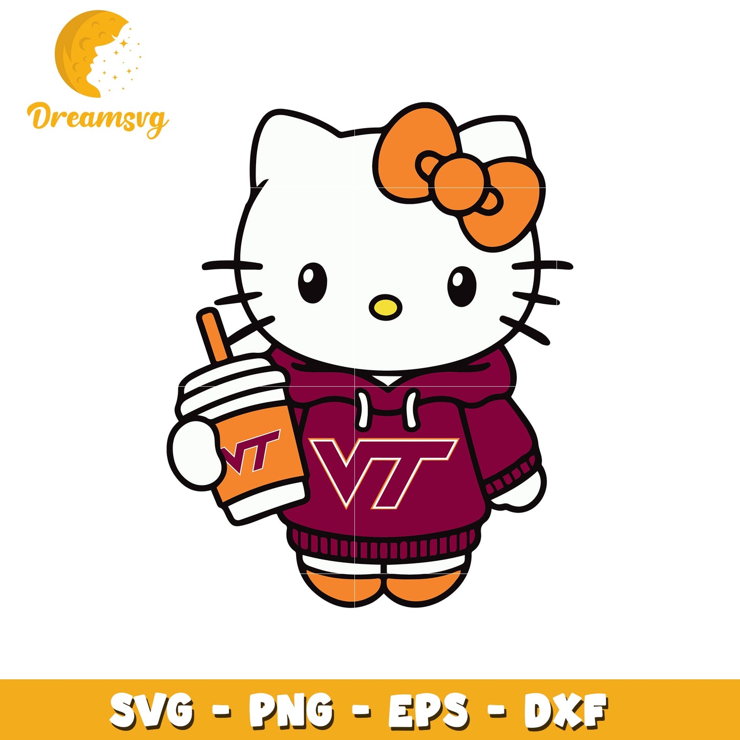 Cute Hello Kitty SVG Design with Vintage Style