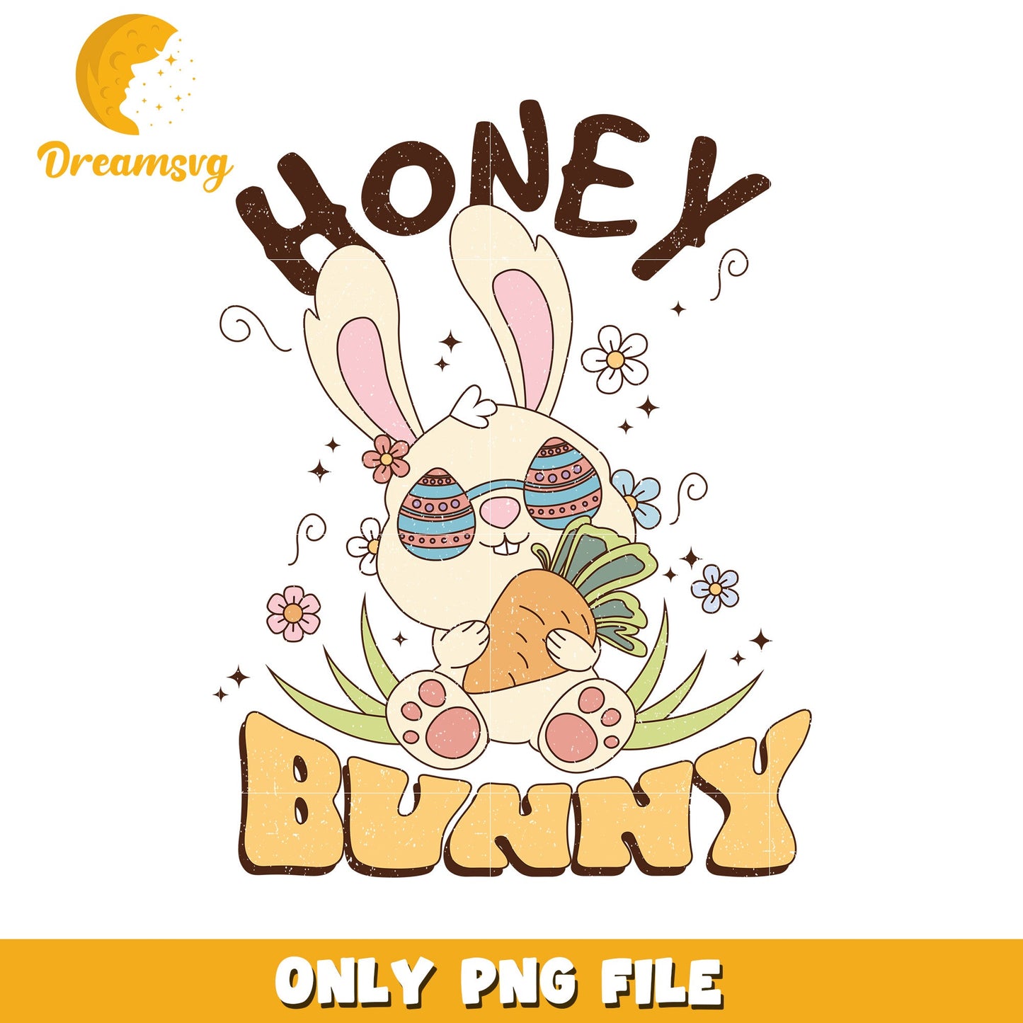 Cute Honey Bunny with Carrot Easter Design PNG File