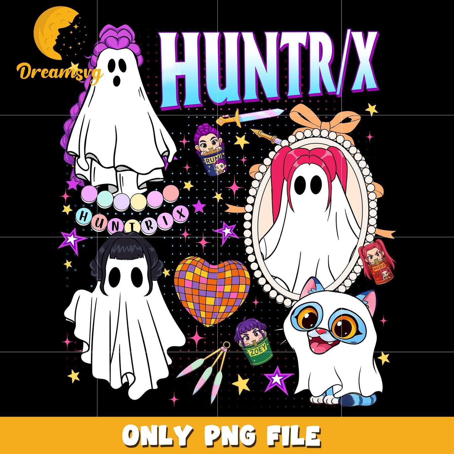 Cute Huntrix Spooky Halloween Kpop Demon Hunters png, halloween pumpkin png, spirit halloween png