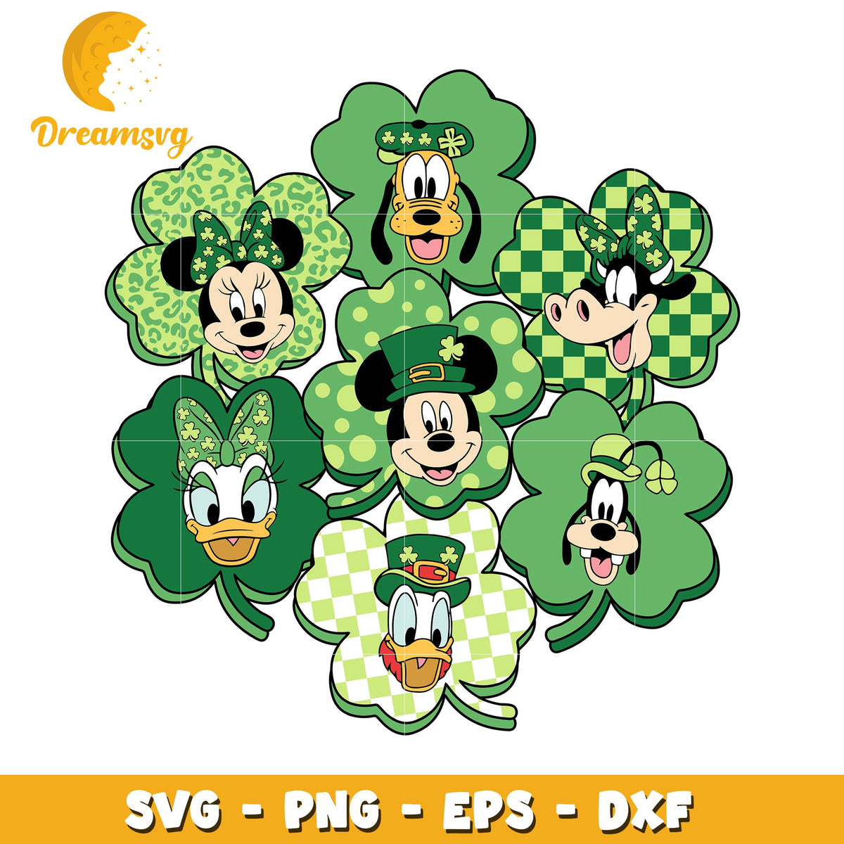 Cute St Patricks Day Characters in Shamrock SVG Design Bundle