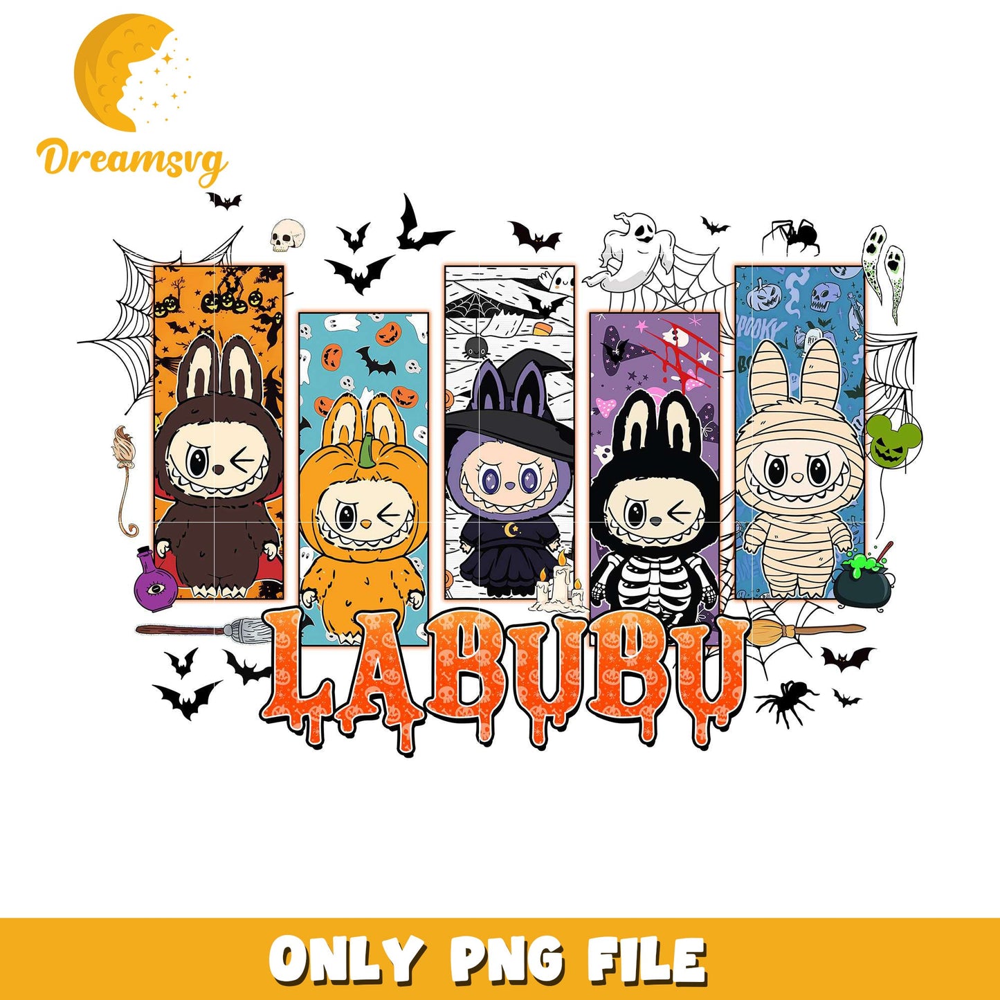 Cute and spooky labubu png, halloween horror nights png, halloween png