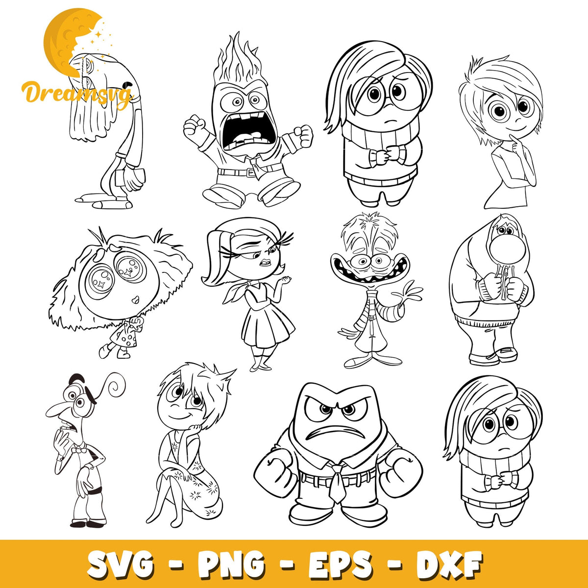 Members inside out outline bundle svg, inside out 2 character svg