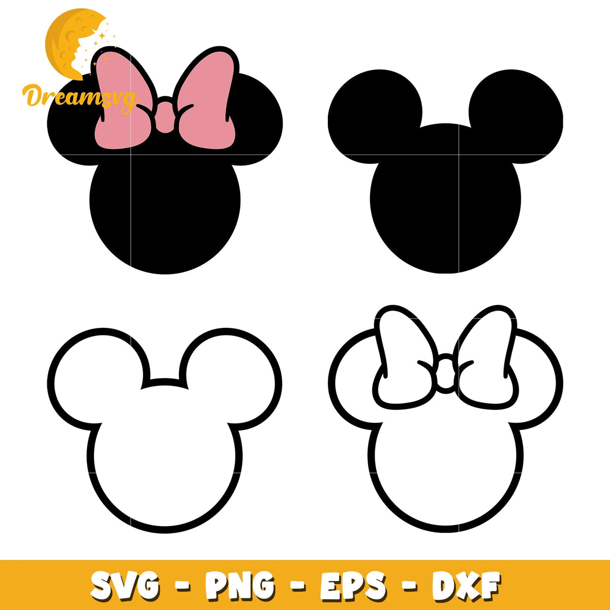 Disney mickey minnie head design bundle svg, mouse head svg
