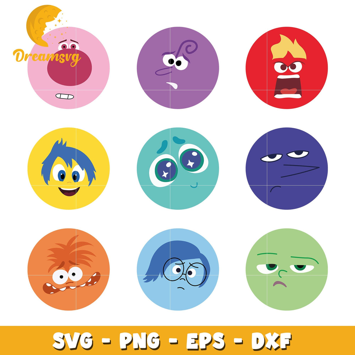 Inside out 2 character face design bundle svg, Inside out 2 svg