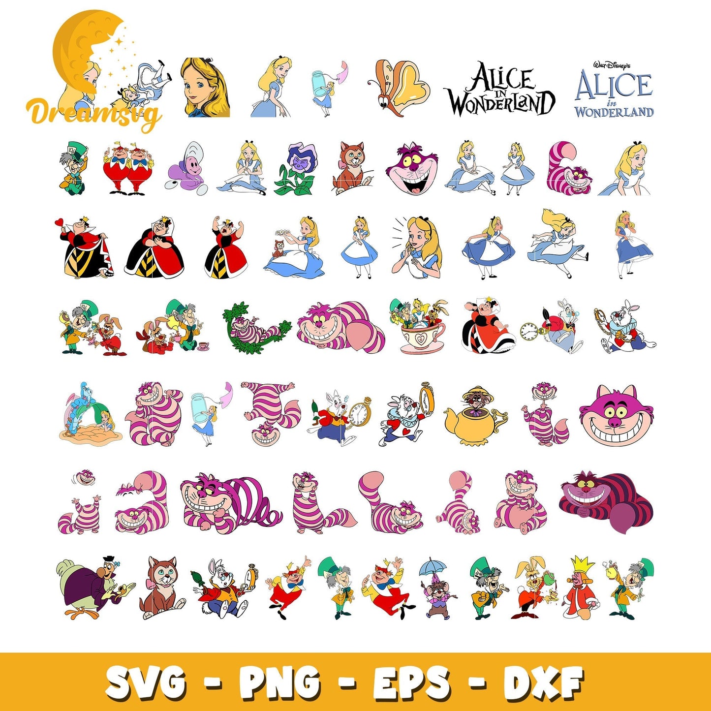 AIice in wonderland characters bundle svg, alice in wonderland svg
