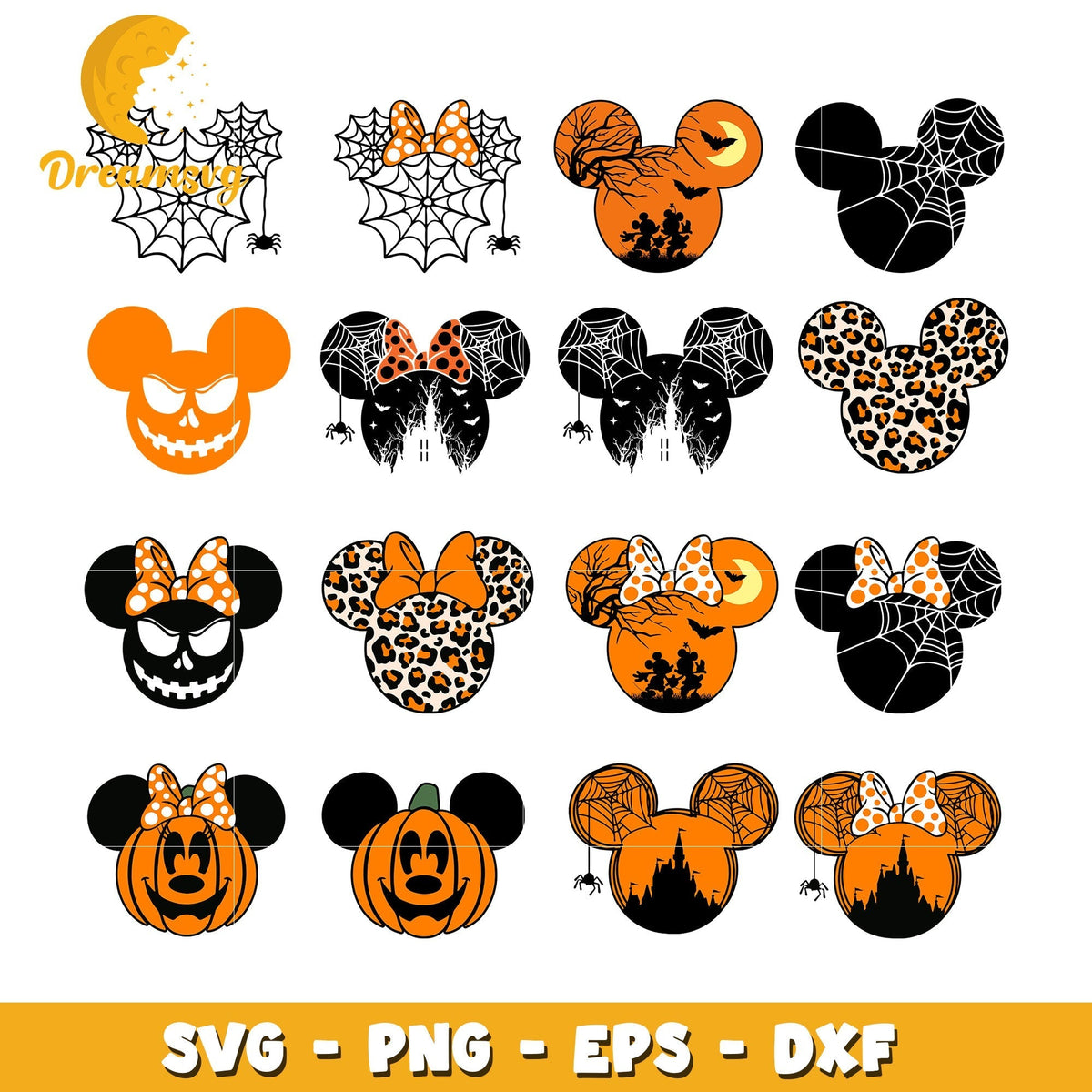 Mickey mouse head halloween design bundle svg, mickey mouse halloween svg