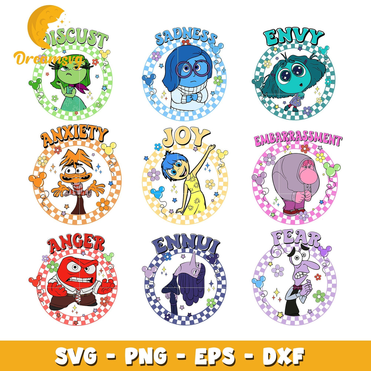 Inside out 2 characters name design bundle svg, inside out 2 svg