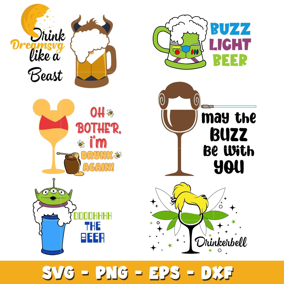 Buzzlight beer design bundle svg, disney cup svg, drinkerbell svg