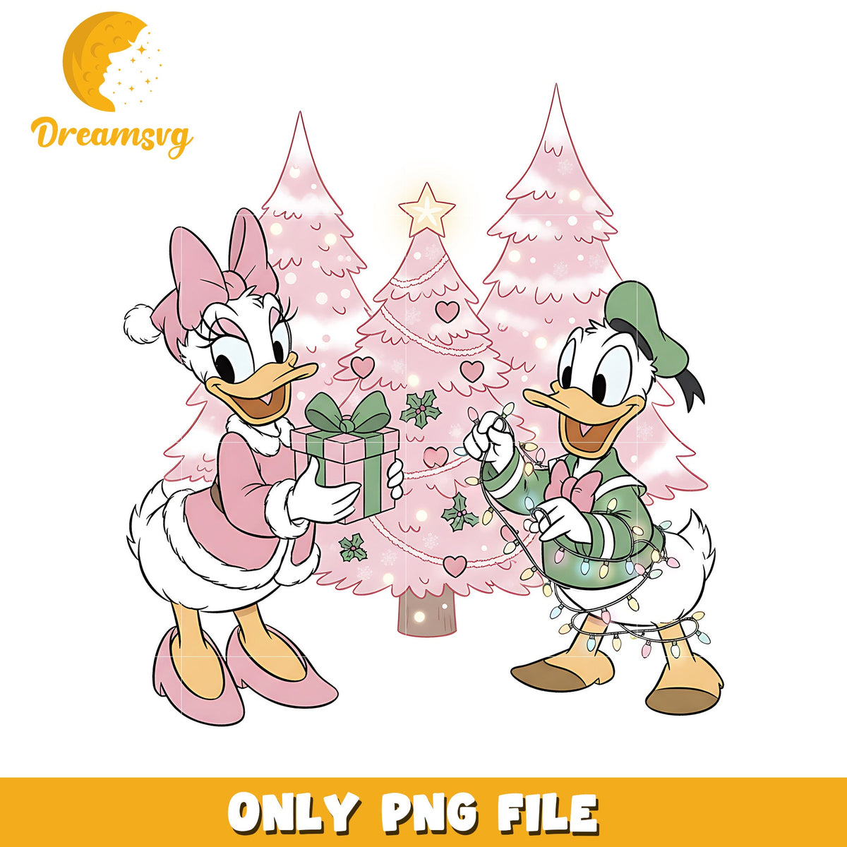 Daisy and donald png, last christmas png, christmas story png