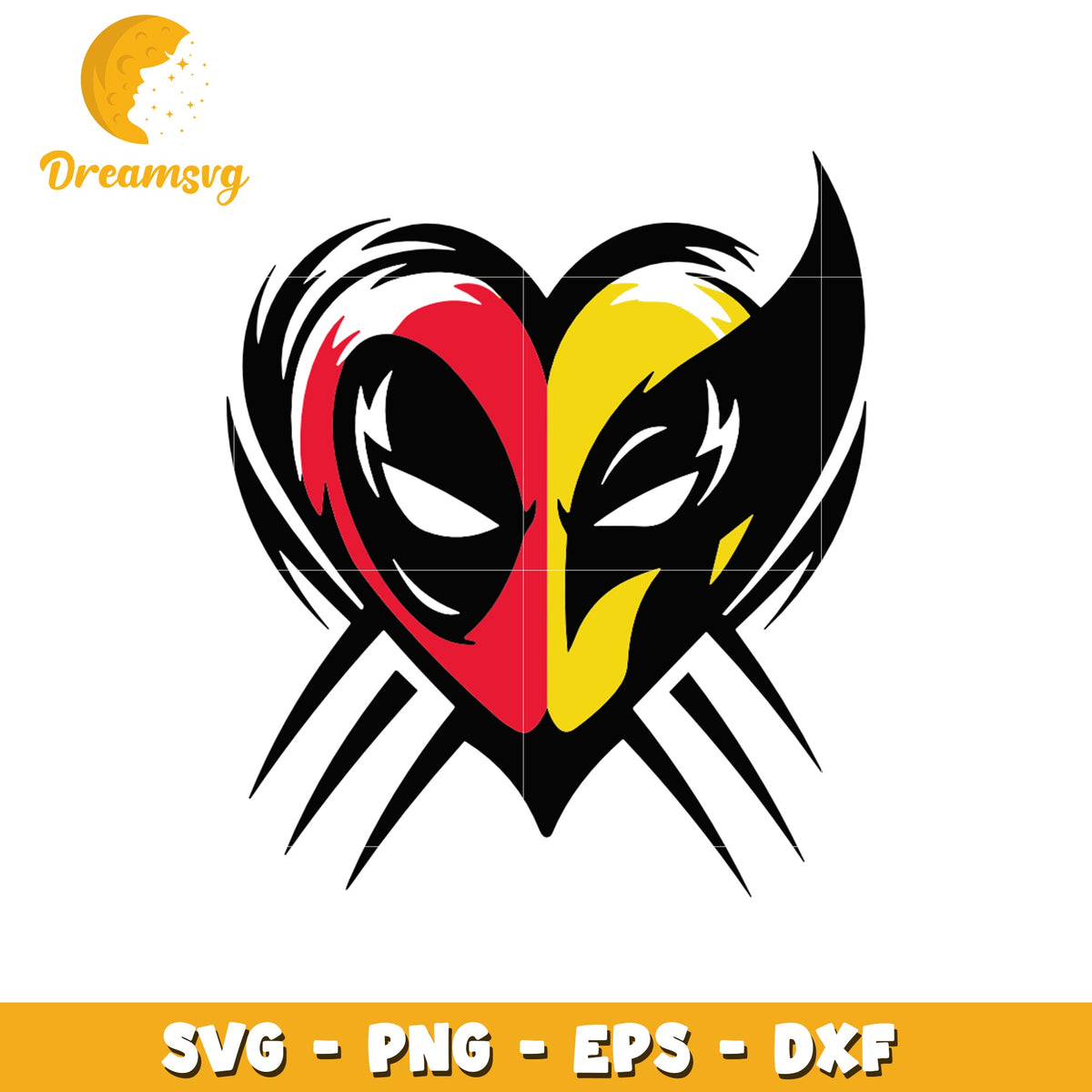 Deadpool Wolverine Heart SVG Cut File