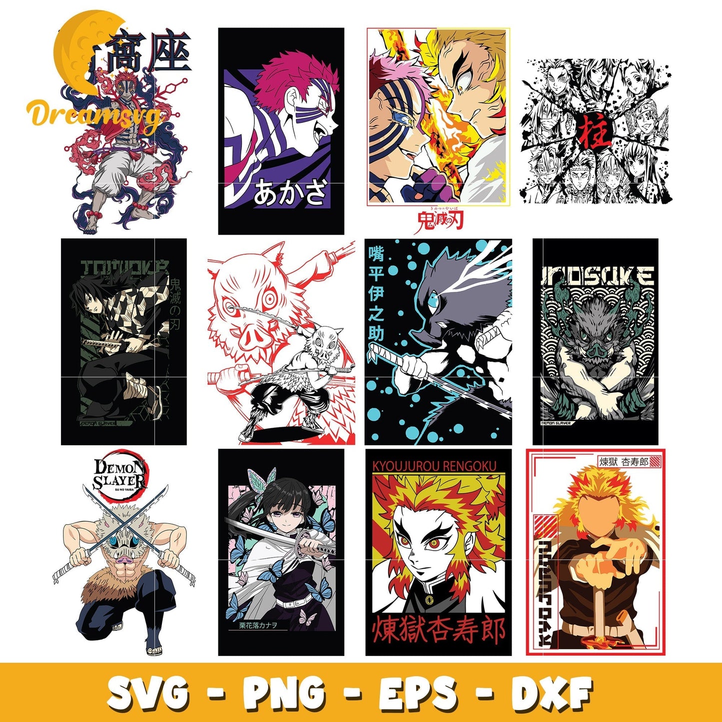 Hashira demon slayer design bundle svg, hashira anime svg