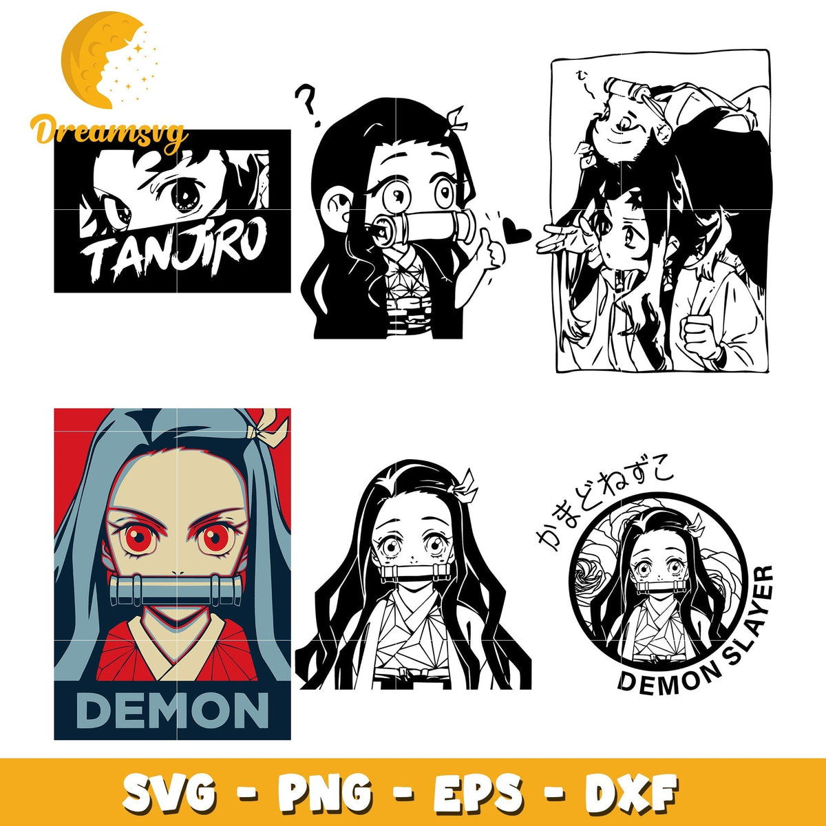 Nezuko demon slayer bundle design svg, kamado nezuko svg