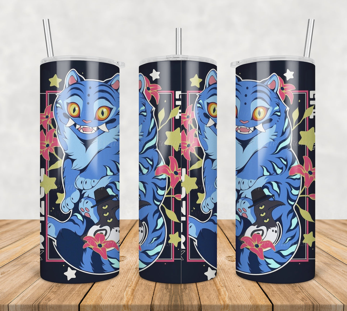 Derpy huntrix tiger design tumbler png, derpy tiger tumbler png, huntrix tiger tumbler png