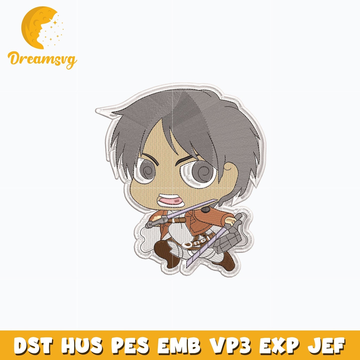 Eren Jaeger chibi embroidery design