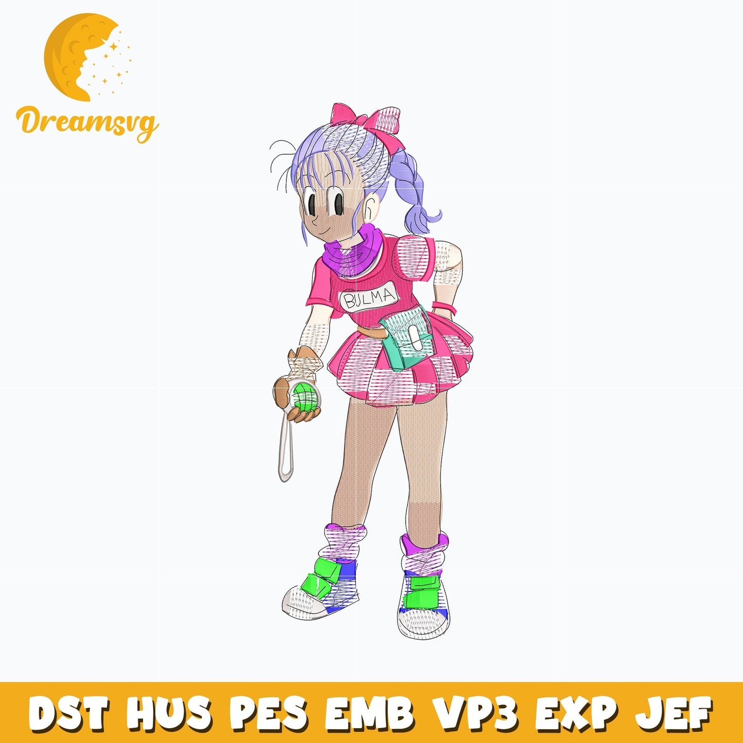 Bulma anime embroidery design