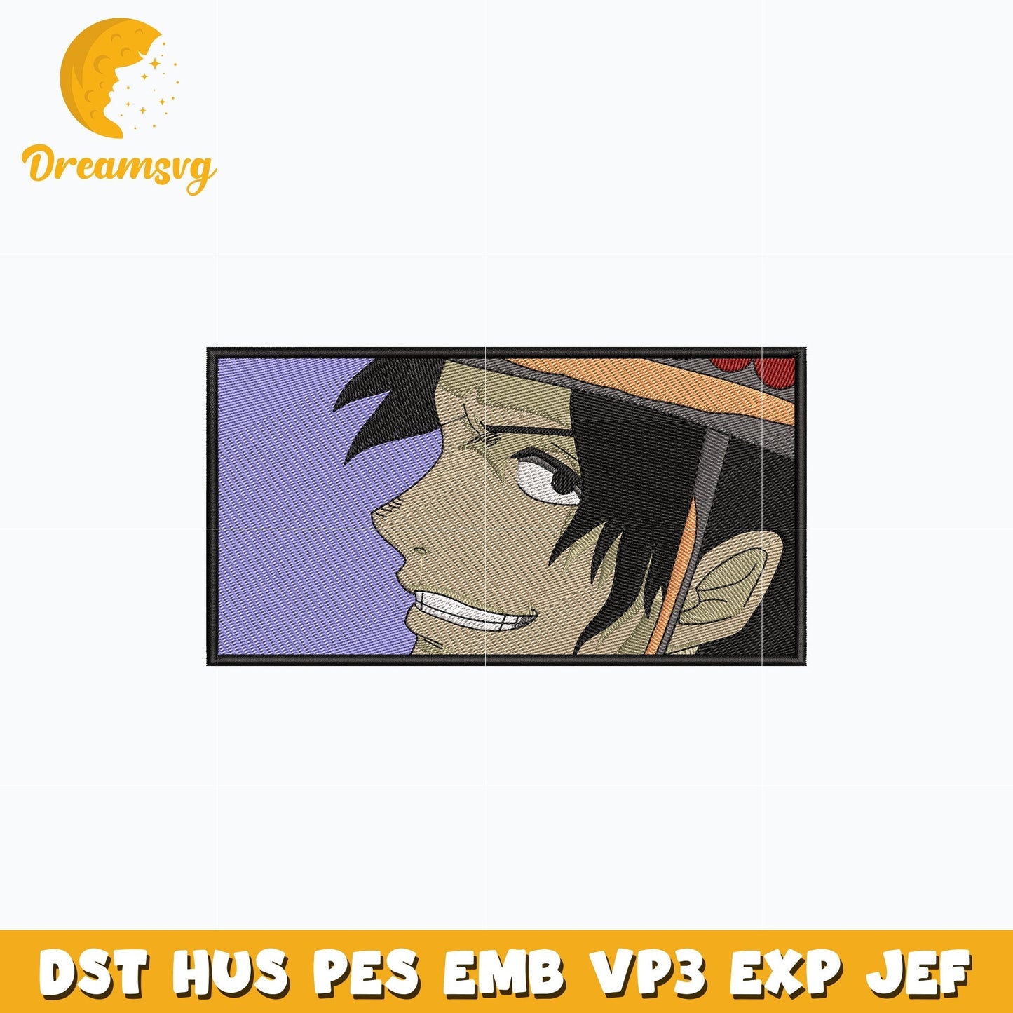 Portgas D. Ace half face embroidery design