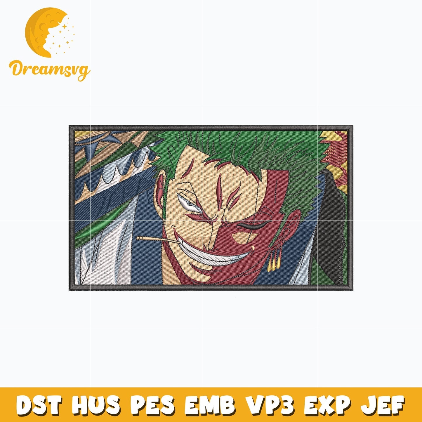 Roronoa Zoro smile embroidery design