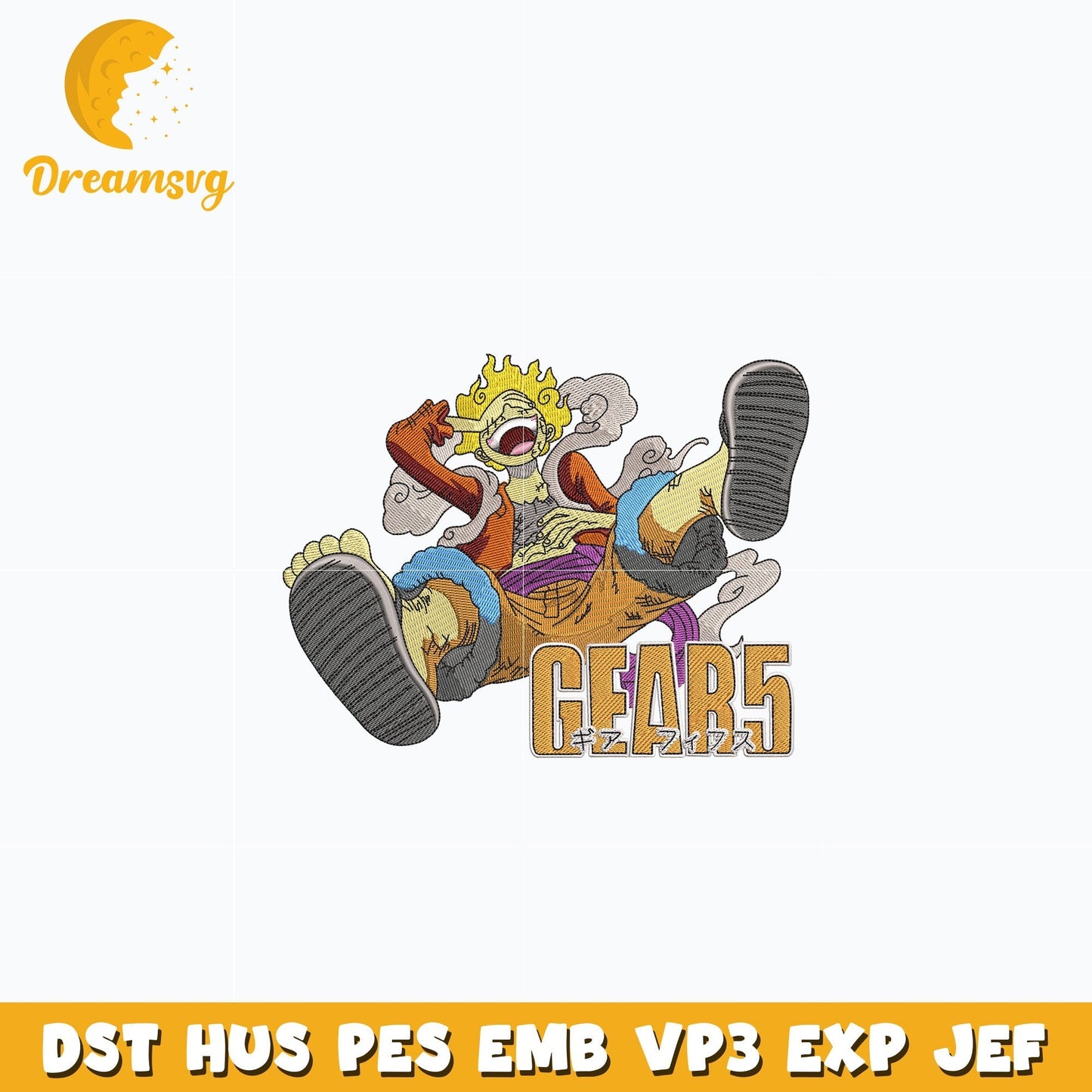 Luffy Gear 5 embroidery design
