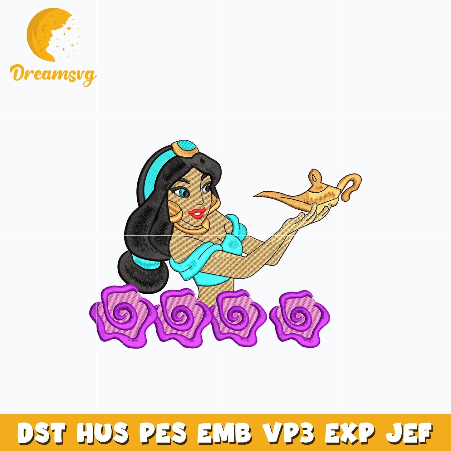 Jasmine princess embroidery design