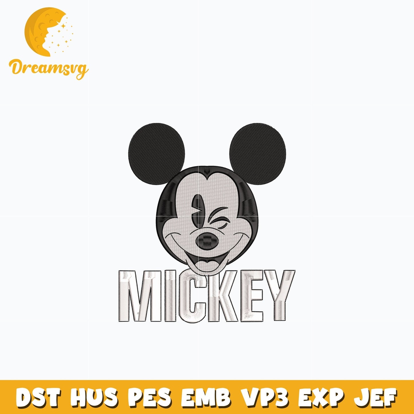 Mickey mouse face disney embroidery design