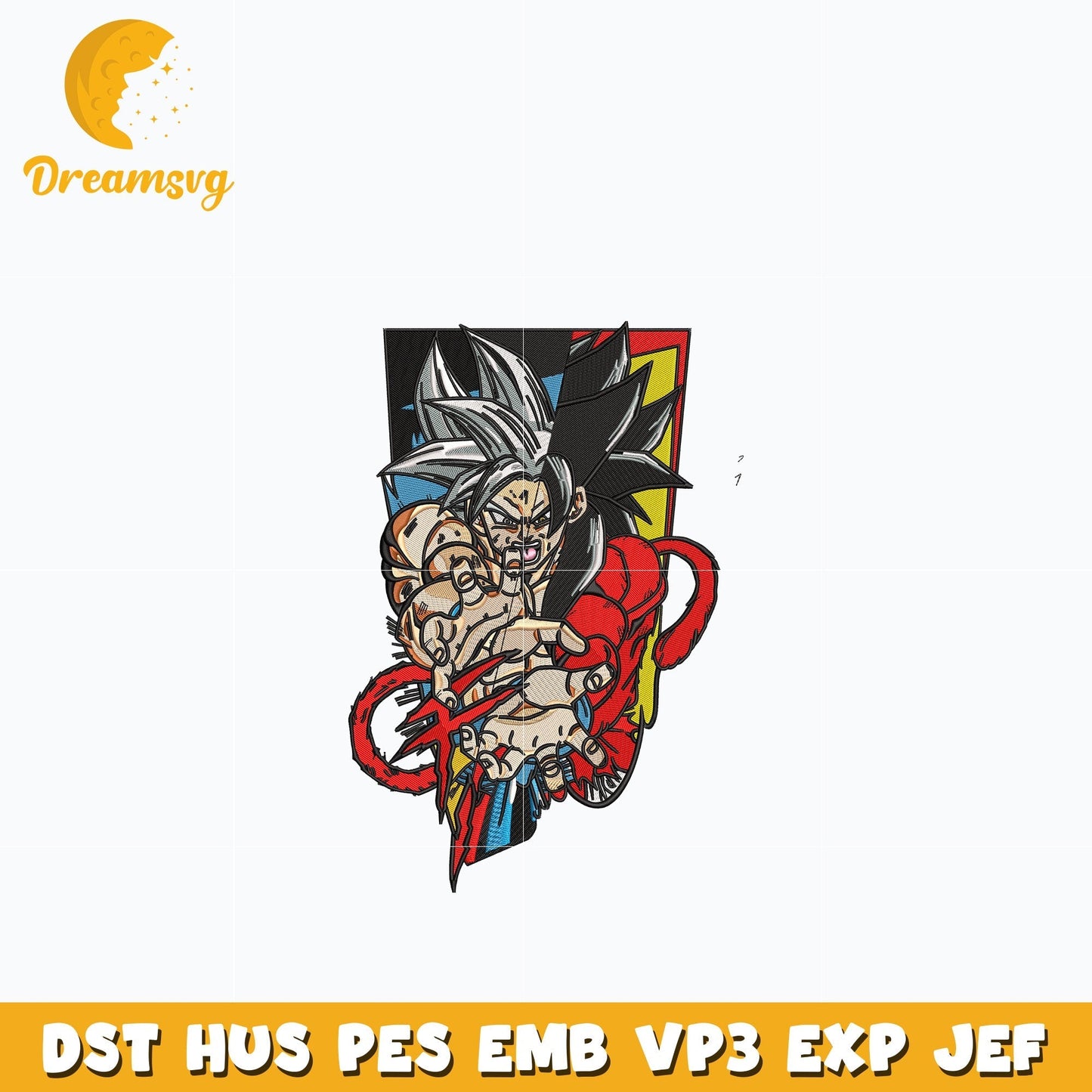 Goku half face embroidery design
