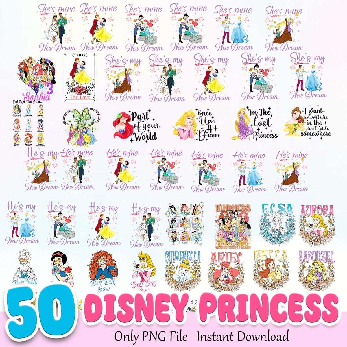 Disney Princess Bundle PNG 50+Princess Squad PNG Instant Download