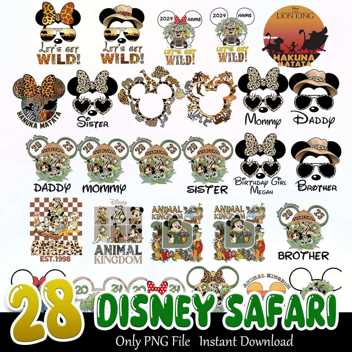 Disney Safari Bundle PNG 28+ Animal Kingdom PNG Instant Download