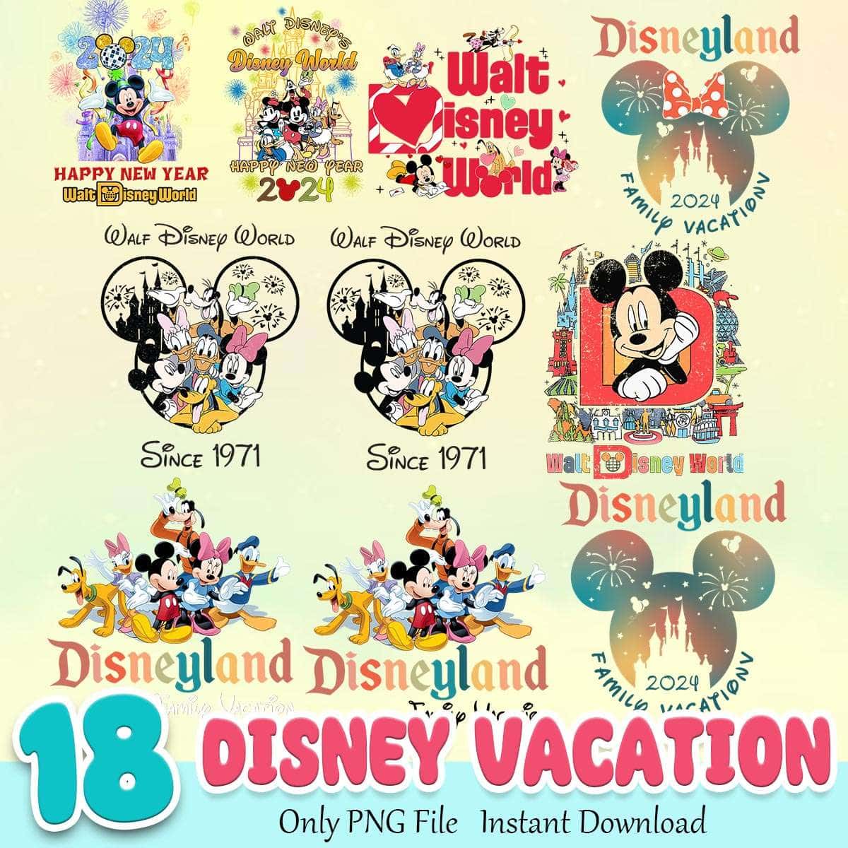Disney Vacation Bundle PNG 10+ Disneyland 2024 PNG Instant Download
