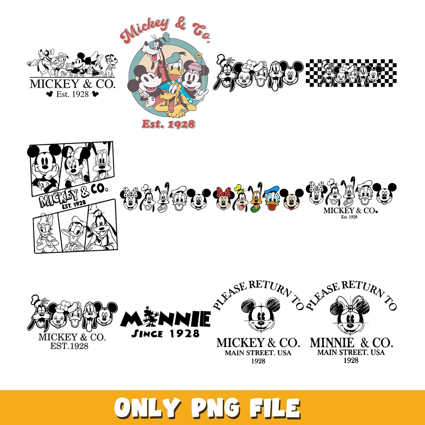 Mickey And Friends Classic bundle png, Disney cartoon png, Digital download