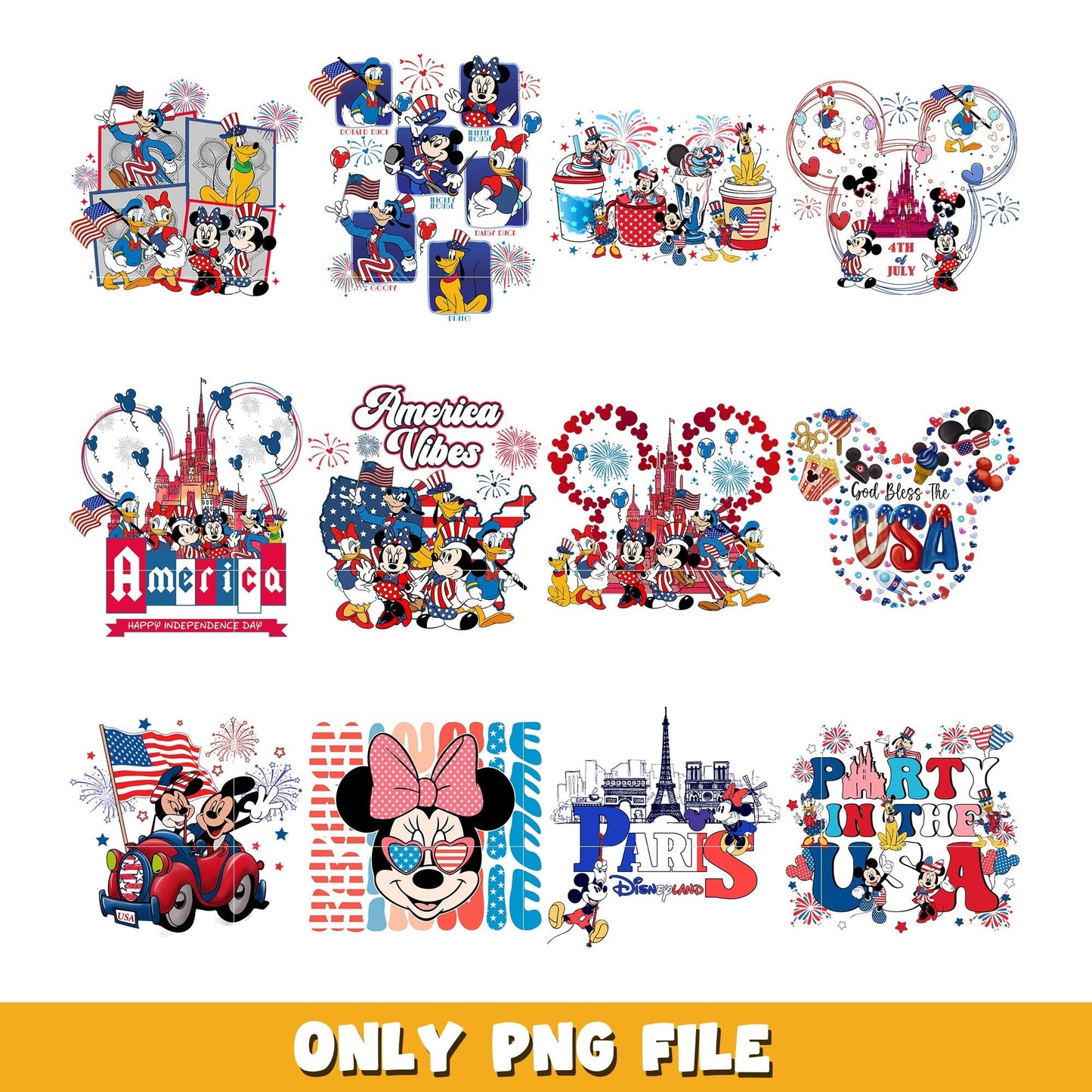 Mouse 4th Of July bundle png, Disney cartoon png, Digital download