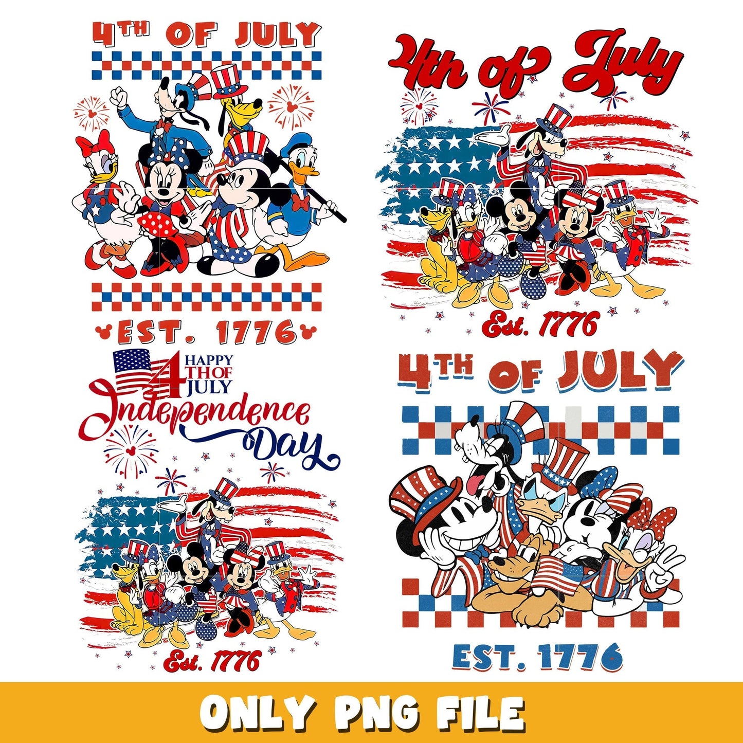 Mickey Mouse 4th Of July and friends bundle png, Disney cartoon png, Digital download