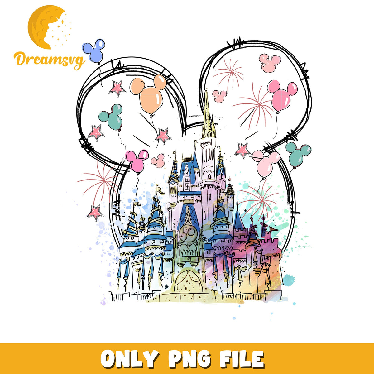 Disney Castle PNG Watercolor Art