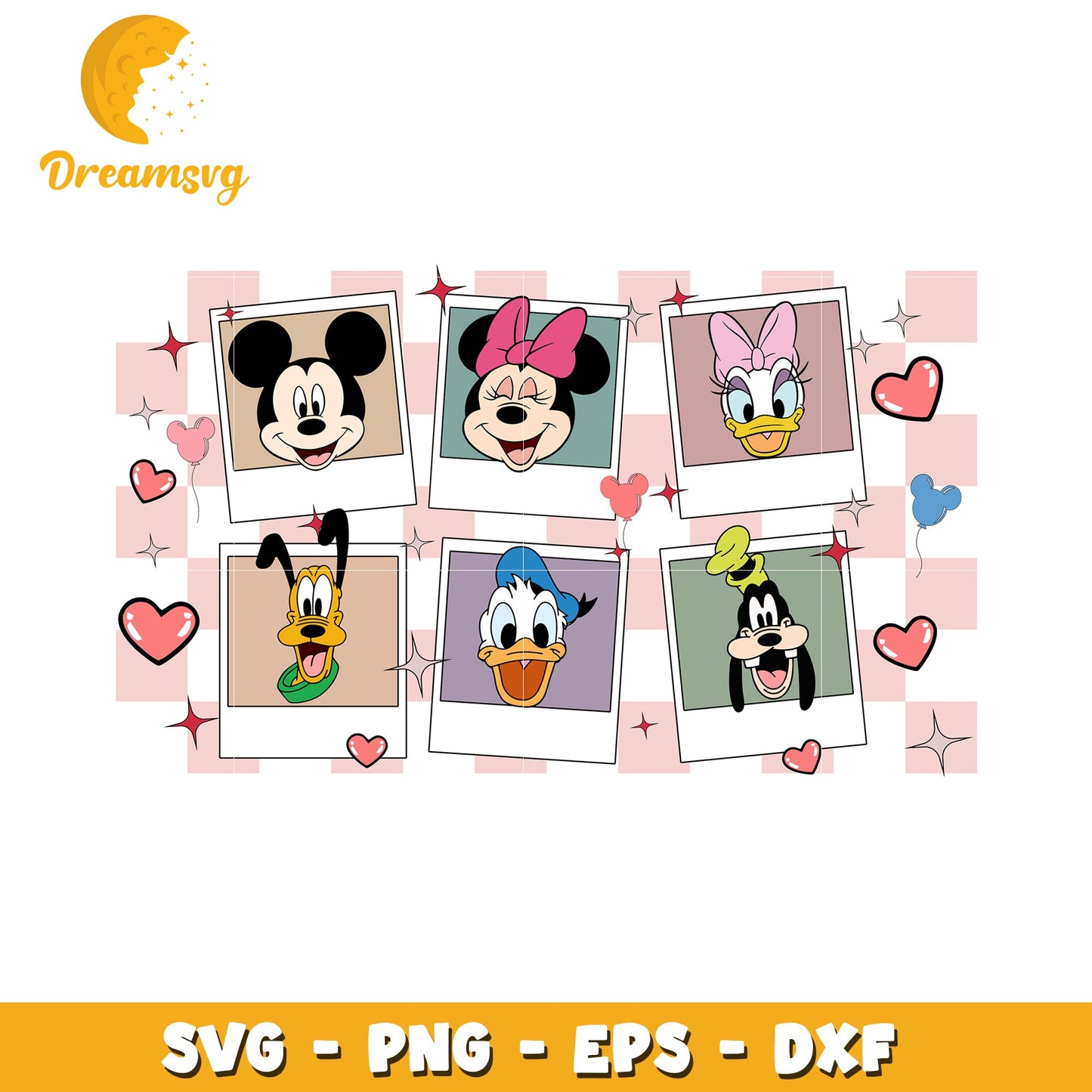 Disney Character Photo Collage SVG Mickey Minnie Donald and Friends