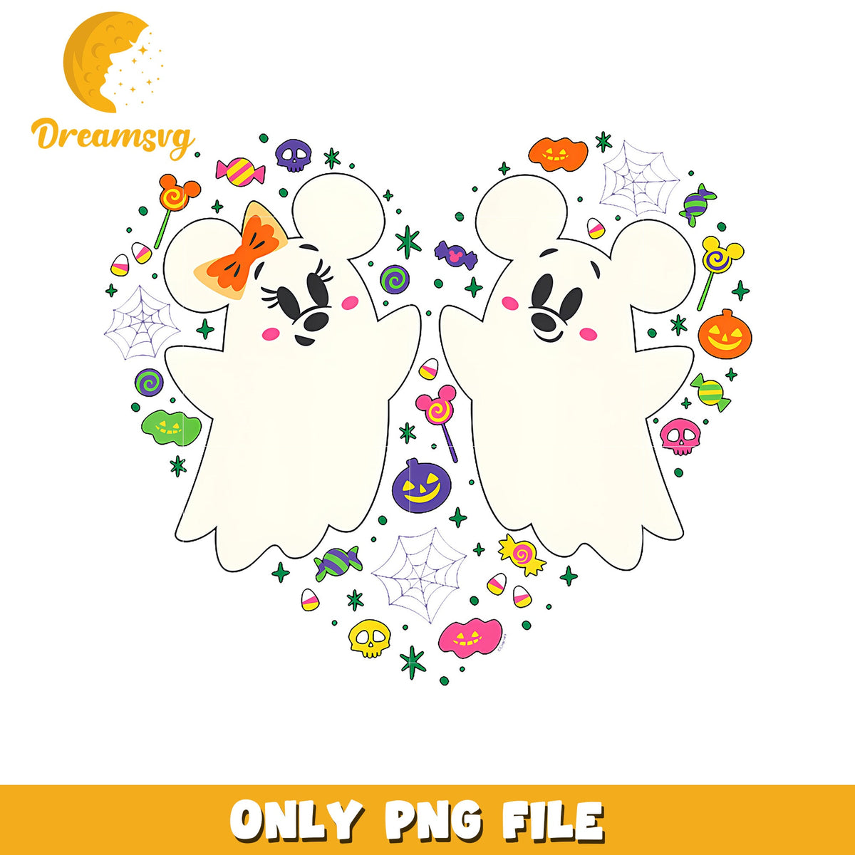 Disney Mickey And Minnie Cute Little Ghosts png, funny images png, halloween png