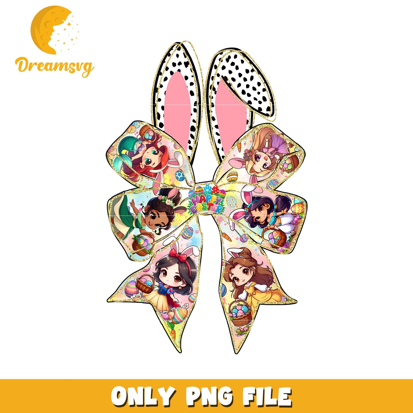 Disney Princess Easter Bow PNG Sublimation