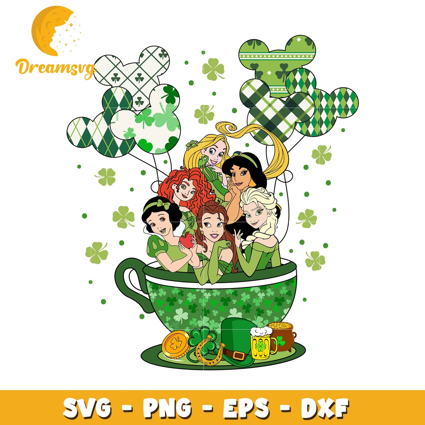 Disney Princesses St Patricks Day SVG