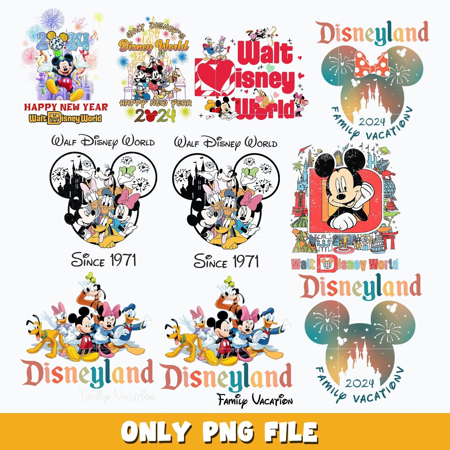 Disneyland family vacation bundle png, Disney png, Digital download