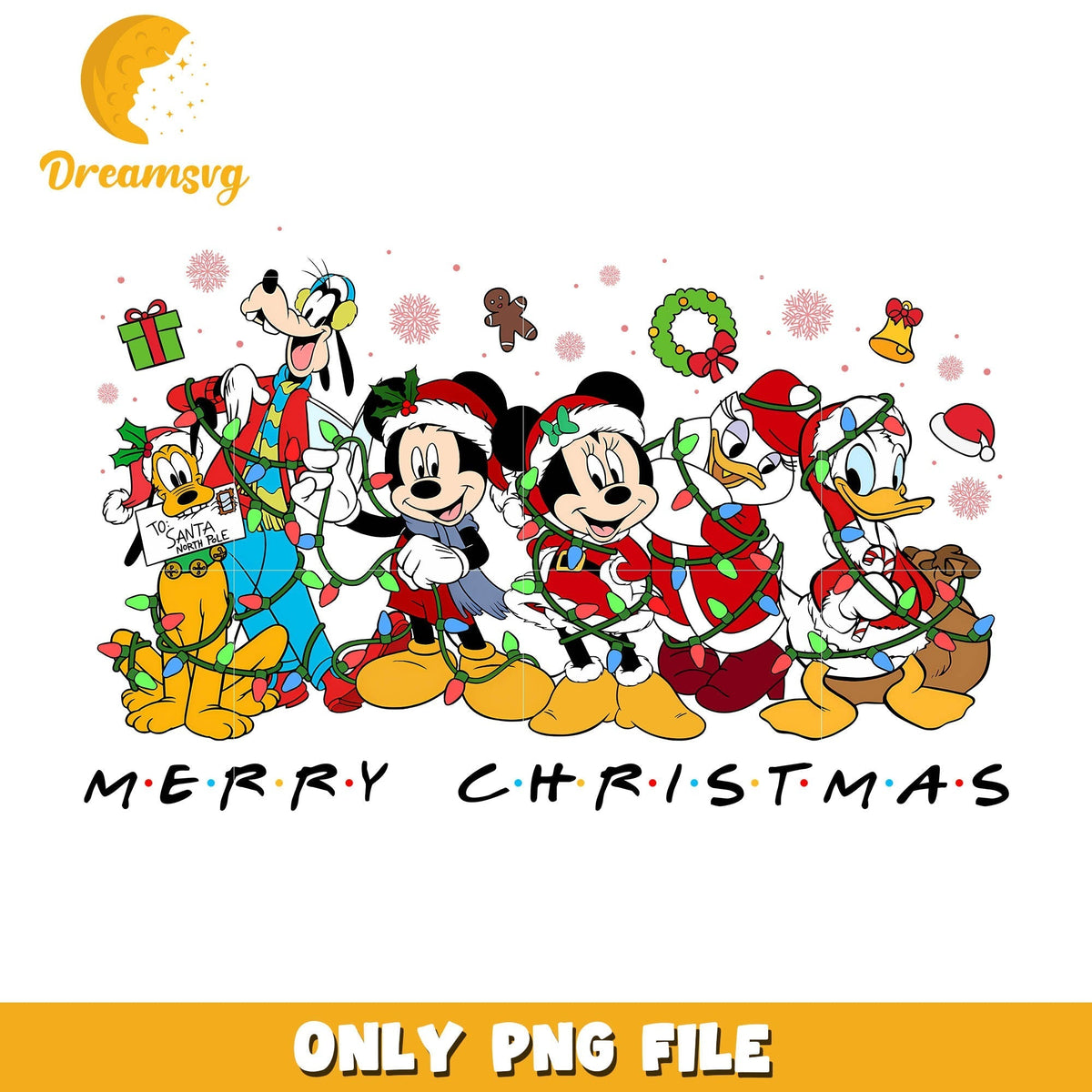 Disney mickey mouse characters merry christmas png, christmas decorations png