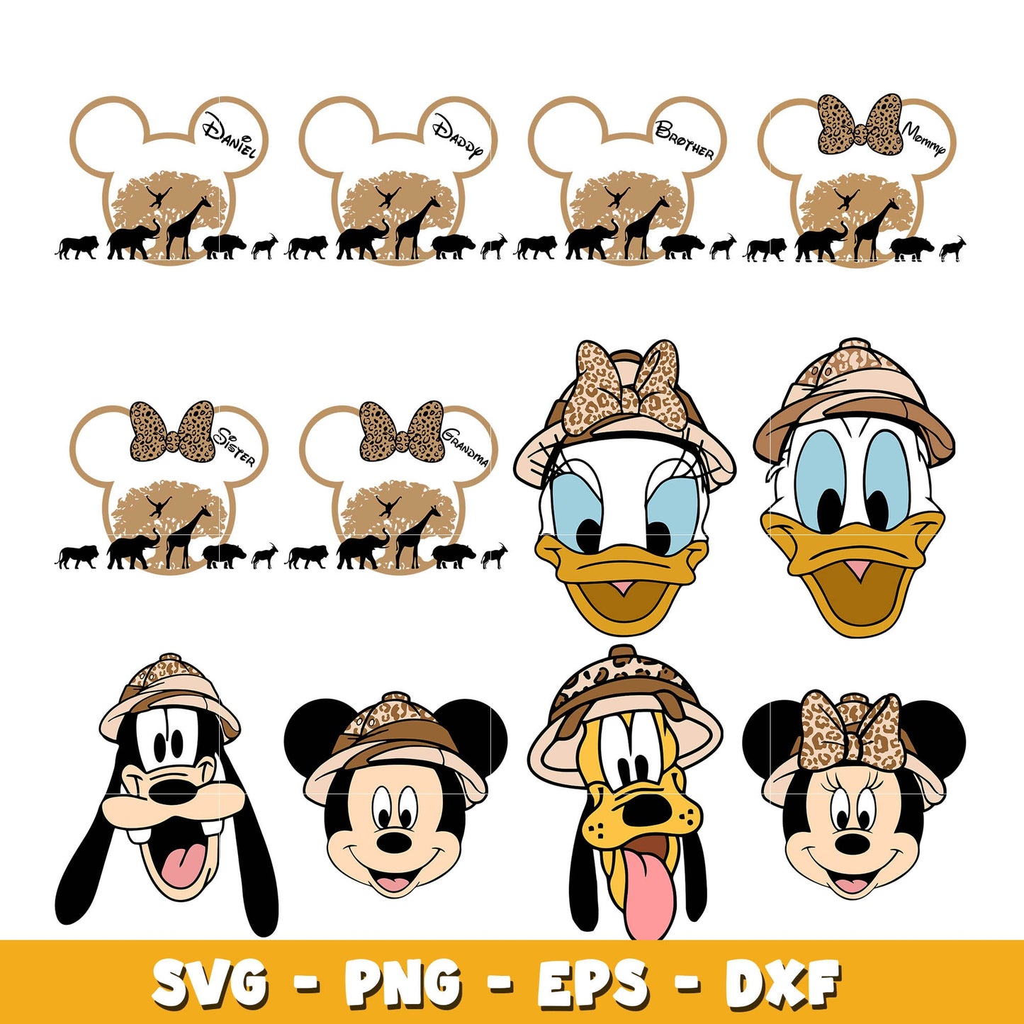 Mickey Minnie And friends head Animal Kingdom bundle svg, Disney svg, Digital download