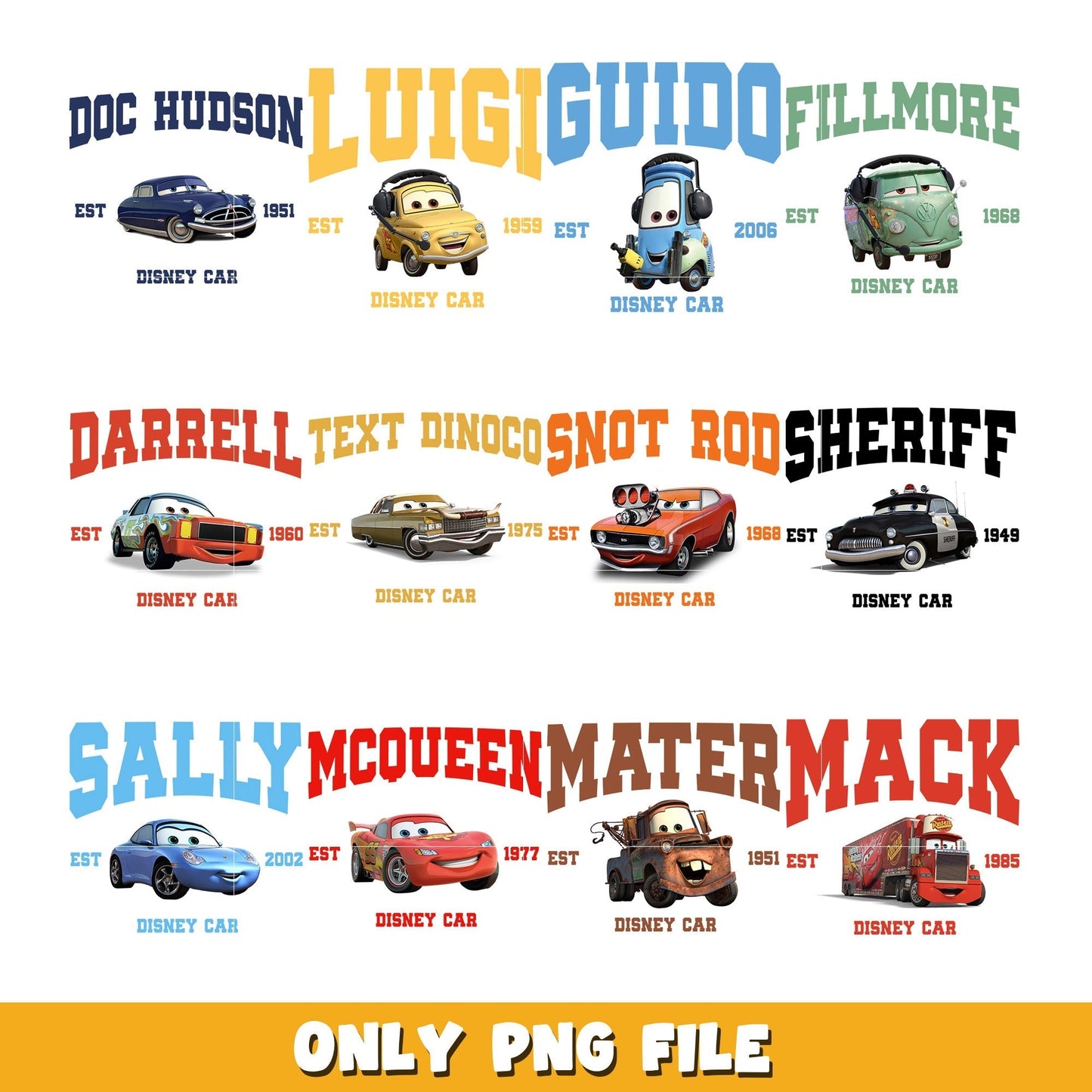 Disney Cars Sticker bundle png, Cars png, Disney cartoon png, Digital download