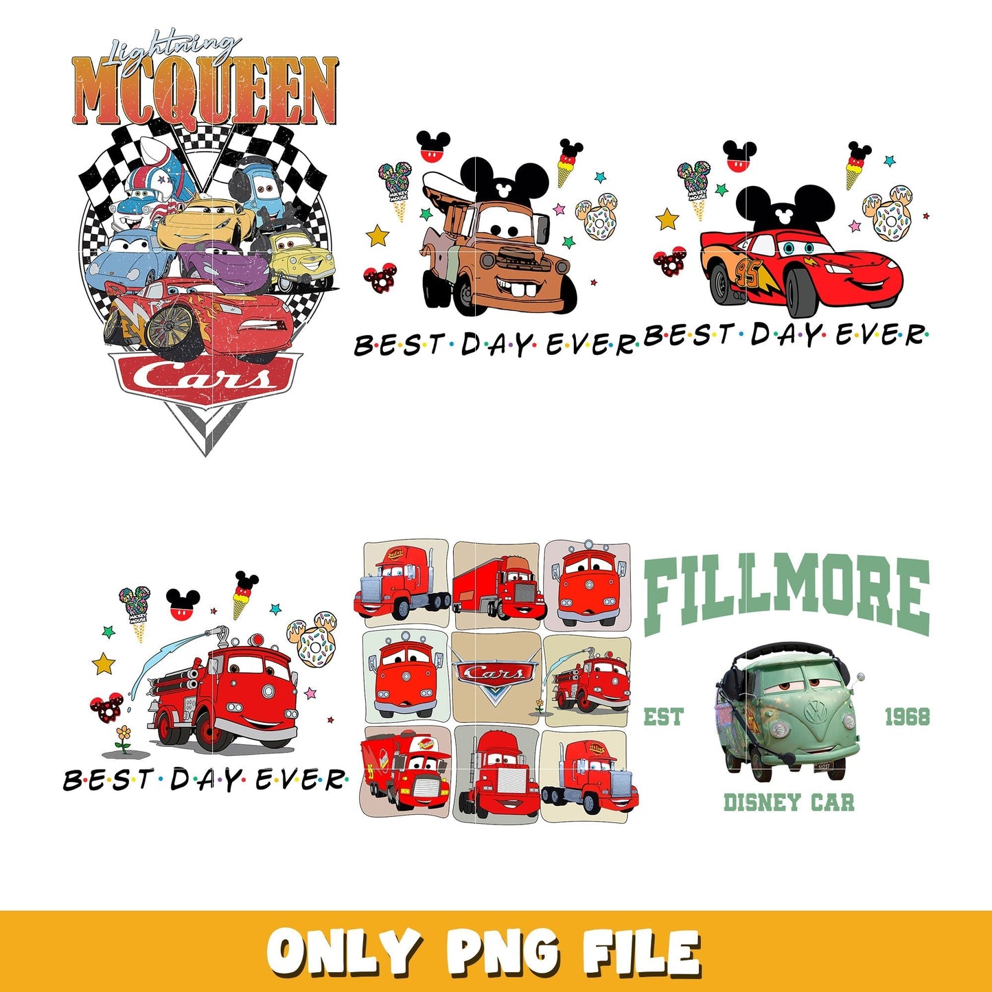 Cars Lightning McQueen bundle png, Cars png, Disney cartoon png, Digital download