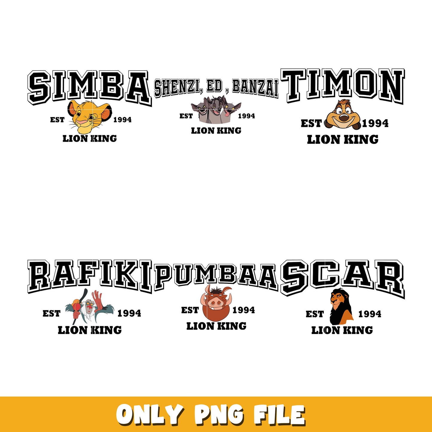 Vintage Disney Lion King Characters Group bundle png, Disney cartoon png, Digital download