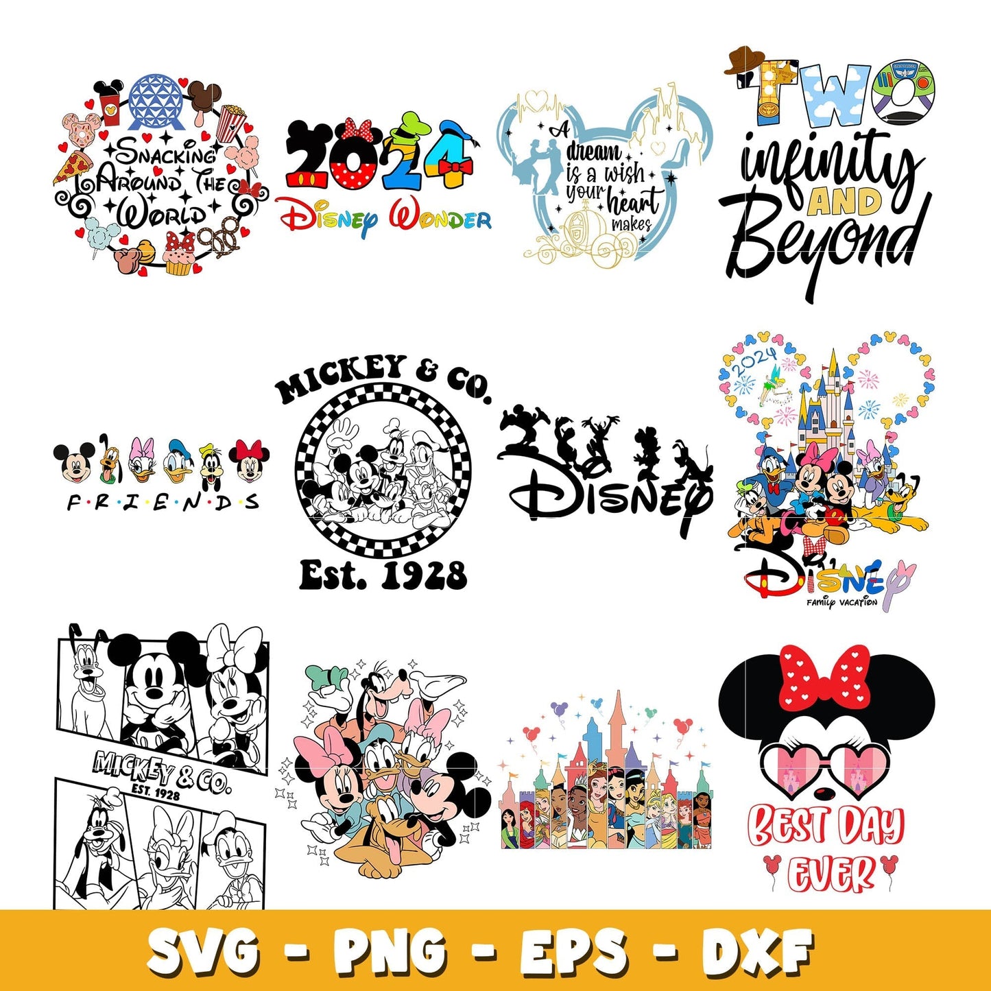 Mickey Friends Family bundle svg, Disney cartoon svg, Digital download