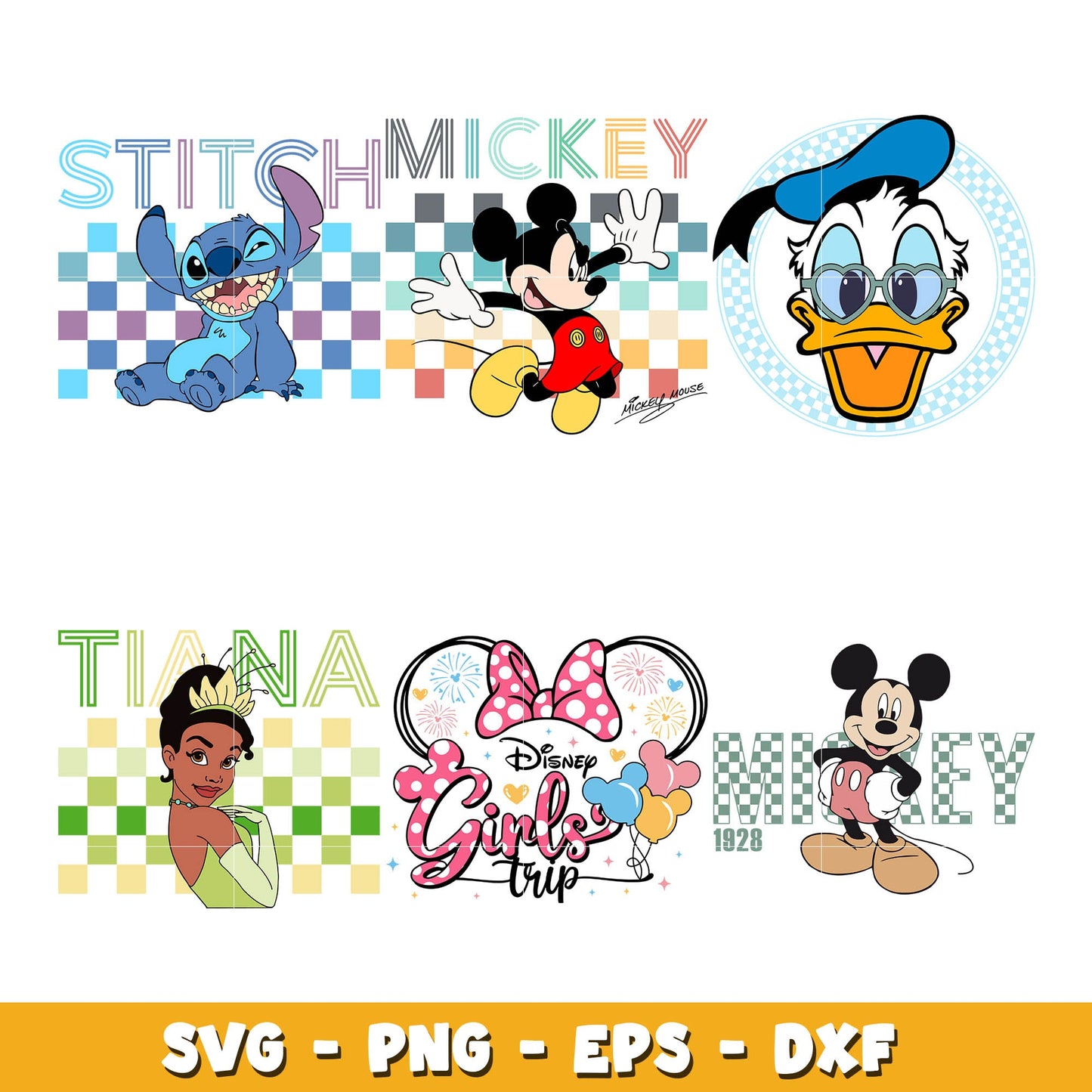 Disney colorful cartoon characters bundle svg, Disney cartoon svg, Digital download