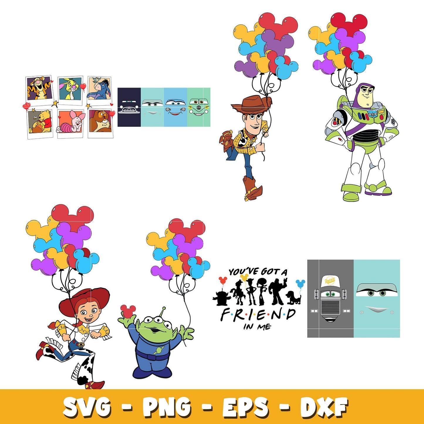Toy Story Balloon bundle svg, Disney cartoon svg, Digital download