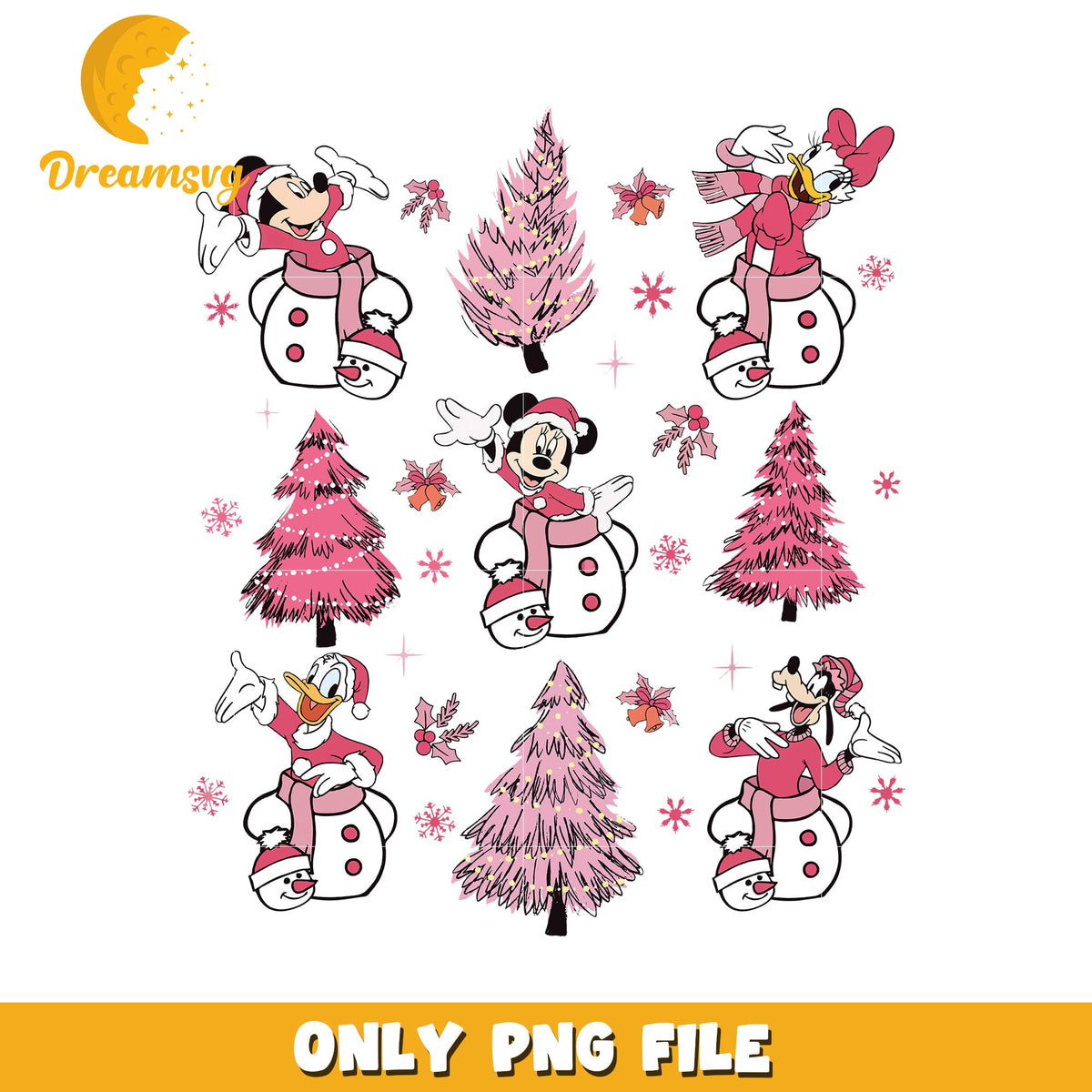 Disney christmas pink png, disney cozy png, holiday glow png