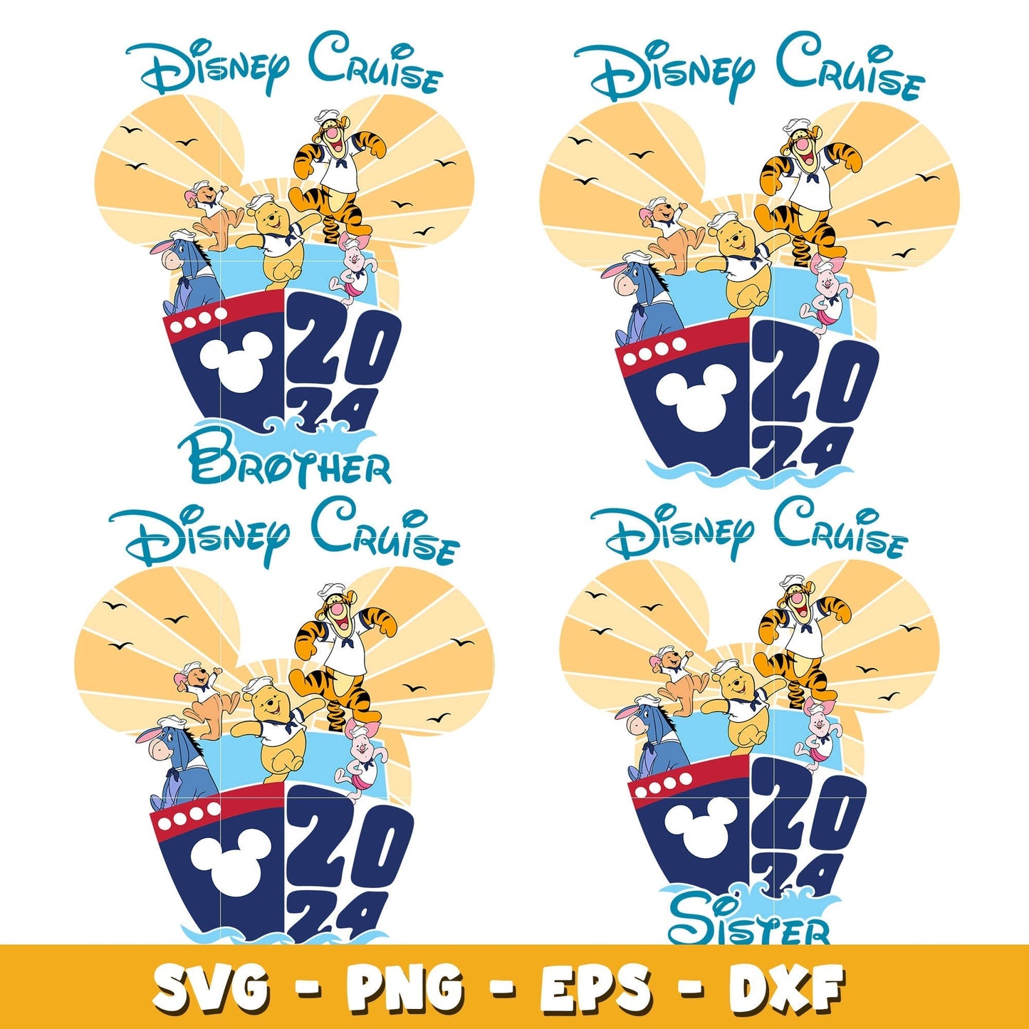 Pooh disney cruise 2024 and friends bundle svg, Winnie Pooh svg, Disney cartoon svg, Digital download